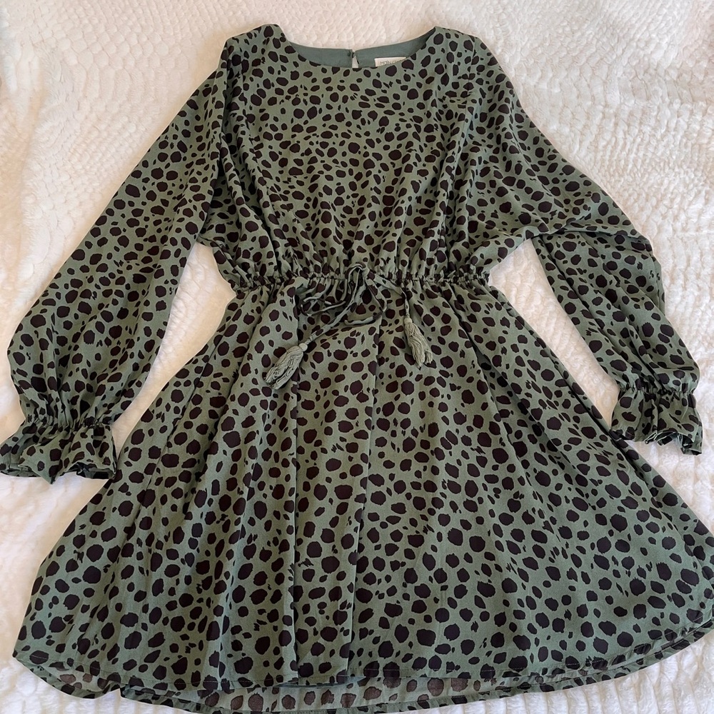 Green and Black Cheetah Print Dress